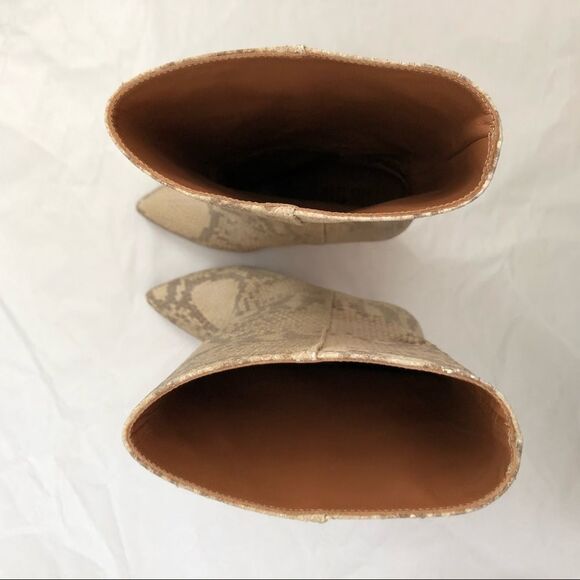 NEW PARIS TEXAS Slip On Leather Boots 36 Snake Print Pointy Toe Boho Western - Picture 12 of 15